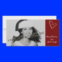 Candy Cane Hearts Customizable Photo Card