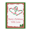 Candy Cane Hearts Postcard