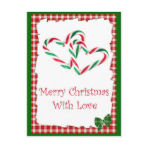 Candy Cane Hearts Postcard