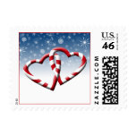 Candy Cane Hearts Wedding Postage