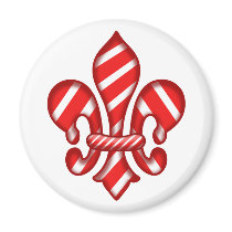 Candy Cane Holiday Fleur de lis Magnet