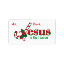 Candy Cane Jesus Gift Tag Custom Address Label