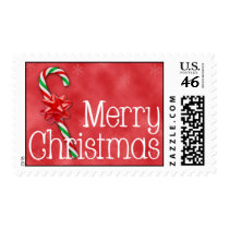 Candy Cane • Merry Christmas Postage Stamps