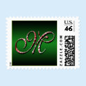 Candy Cane Monogram Letter M Postage postage