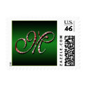 Candy Cane Monogram Letter M Postage postage by TDSwhite Candy Cane Monogram Letter M Postage postage