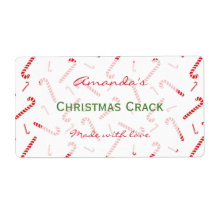 Candy Cane Personalized Christmas Treat Label