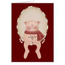 Candy Cane Pig Cards