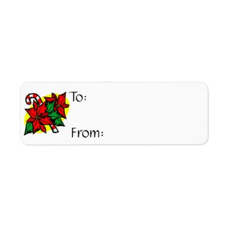 candy cane poinsettia label