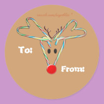 Candy Cane Reindeer Sticker Tag