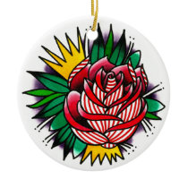 Candy Cane Rose Christmas Ornament