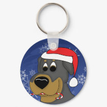 Candy Cane Rottweiler Keychain