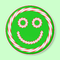 Candy Cane Smiley Face Magnet