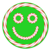 Candy Cane Smiley Face Sticker