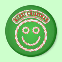 Candy Cane Smiley Magnet