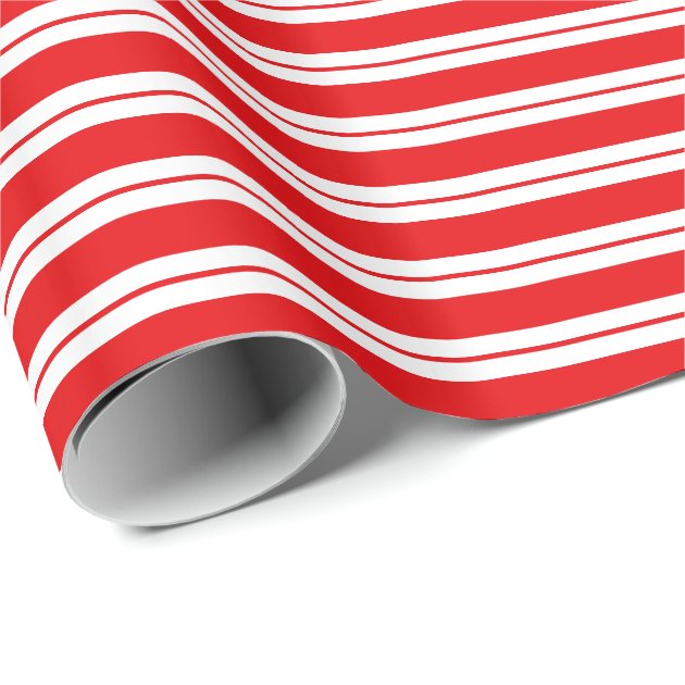Candy Cane Striped Christmas Wrapping Paper 3/4