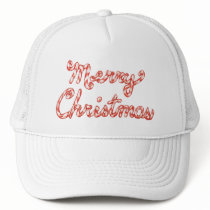 Candy Cane Striped Merry Christmas Mesh Hat
