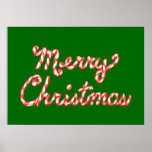 Candy Cane Striped Merry Christmas Poster