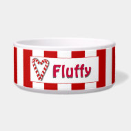 Candy Cane Stripes Personalized Christmas Pet Bowl petbowl