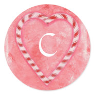 Candy Cane Wedding Seals, Monogram Stickers sticker