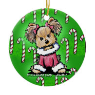 Candy Cane Yorkie Terrier Ornament