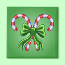 Candy Canes and Bow - Customized magnets