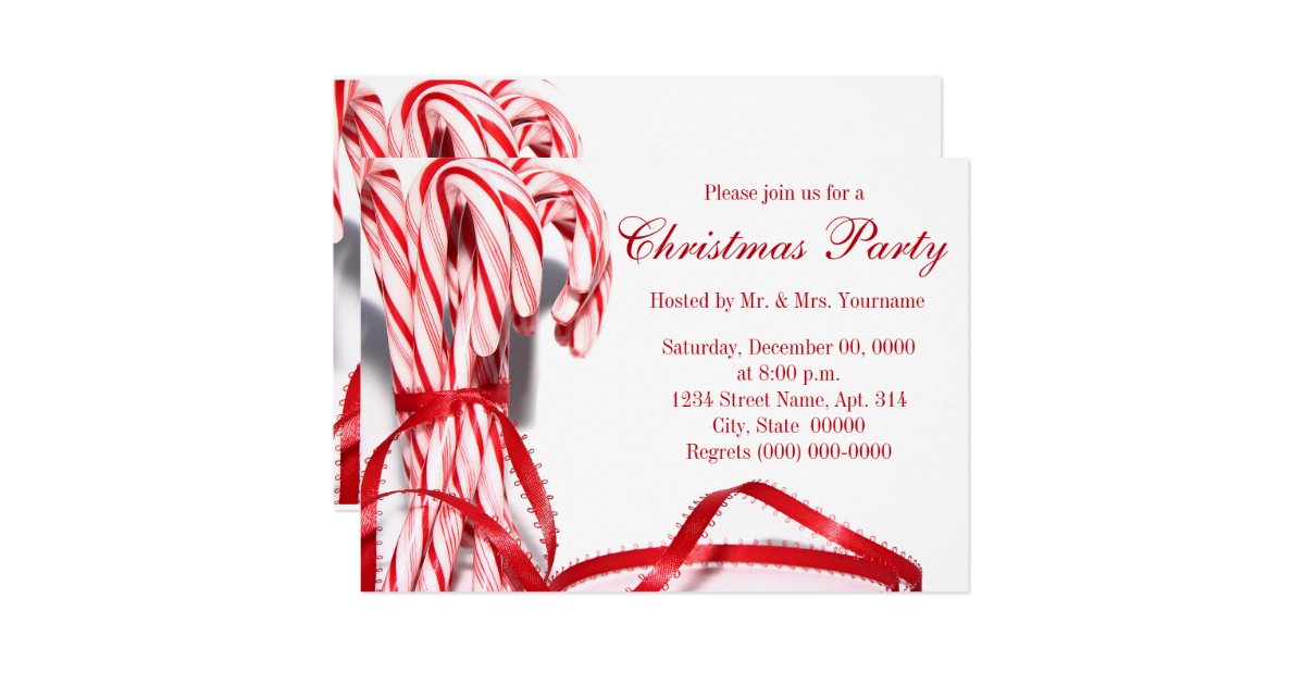 Candy Canes Christmas Party Invitations Zazzle