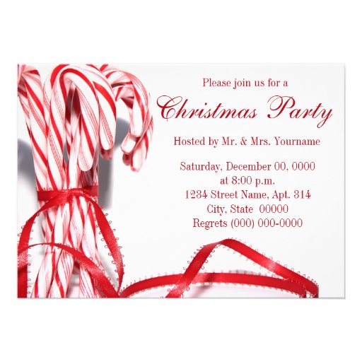 Candy Canes Christmas Party Invitations (front side)