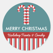 Candy Canes red Candy Gift Jar Round Label Sticker