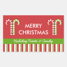 Candy Canes red green Candy Gift Jar Label Stickers