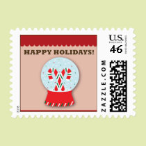 Candy Canes Snowglobes Happy Holidays Postage stamps