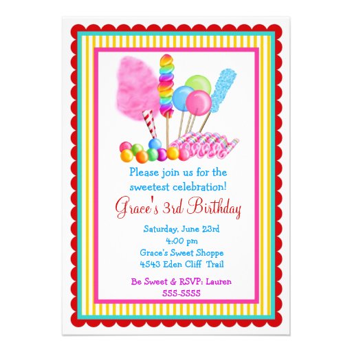 Candy Circus Invitations- with red accent