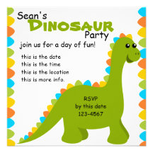 Candy Colors Dino Custom Invites