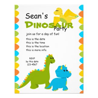 Candy Colors Dino Personalized Invitations