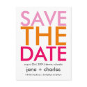 Candy Colors Pink & Orange Save the Date postcards