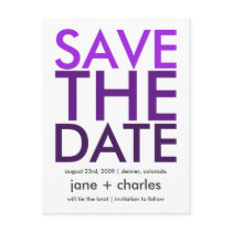 Candy Colors Purple & Plum Save the Date postcards by CSWedding Candy Colors Purple & Plum Save the Date postcards