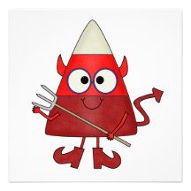 Candy Corn Devil Halloween Personalized Invites