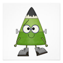Candy Corn Frankenstein Halloween Custom Announcements