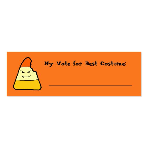 Candy Corn Halloween Games Voting Card Business Card Template (front side)