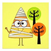Candy Corn Mummy Halloween Custom Invitation