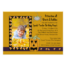 Candy Corn - Photo Halloween Birthday Party Invita Announcements