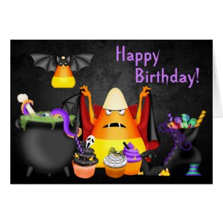 Candy Corn Spooky Treats Halloween Happy Birthday Greeting Card