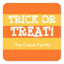 Candy corn stripes orange trick or treat Halloween sticker