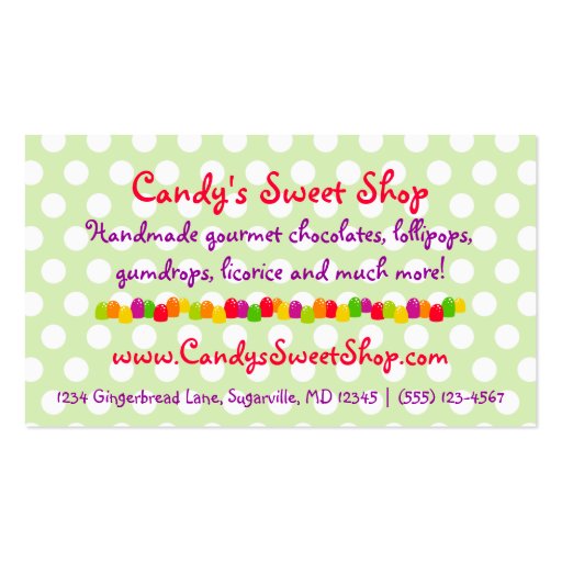 Candy Coupon Card Business Card (back side)