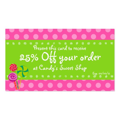 Candy Coupon Card Business Card (front side)