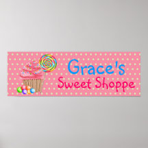 Candy Cupcakes Sweet Shoppe Banner Poster