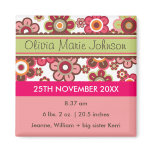 Candy Daisies Pattern Birth Announcement Magnet