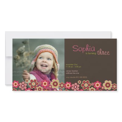 Candy Daisies Pattern Birthday Invite Photo Card