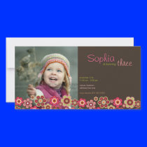 Candy Daisies Pattern Birthday Invite Photo Card
