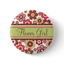 Candy Daisies Pattern "Flower Girl" Wedding Button by fatfatin_design Candy Daisies Pattern "Flower Girl" Wedding Button