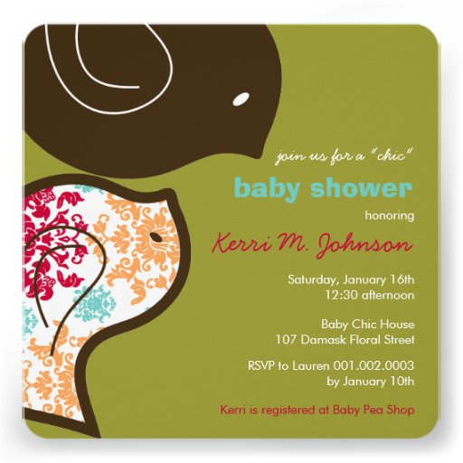Candy Damask Chicks Baby Shower Party Invitation